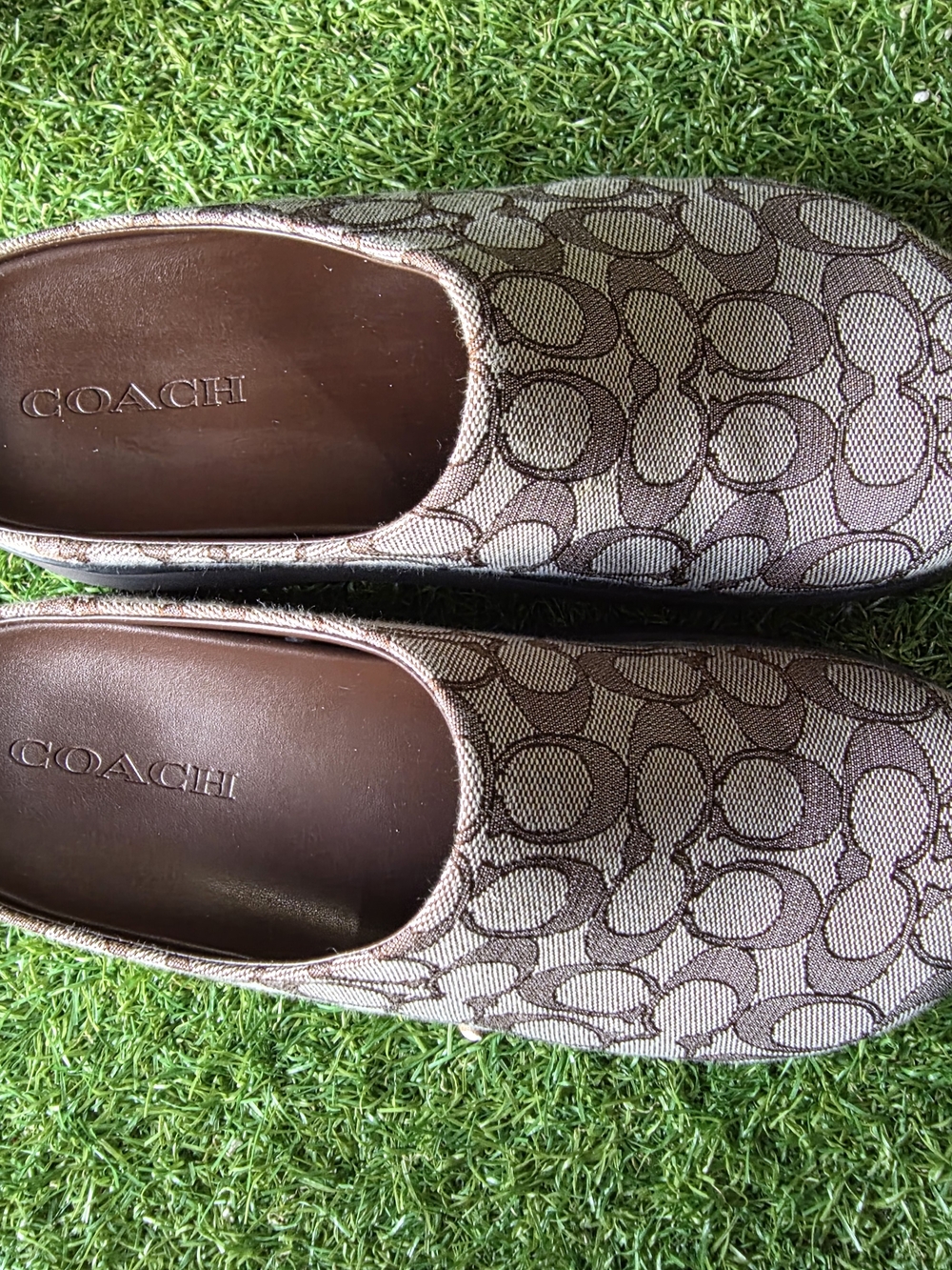 COACH Signature Monogram Slip-On Clogs in Brown - Picture 3 of 5